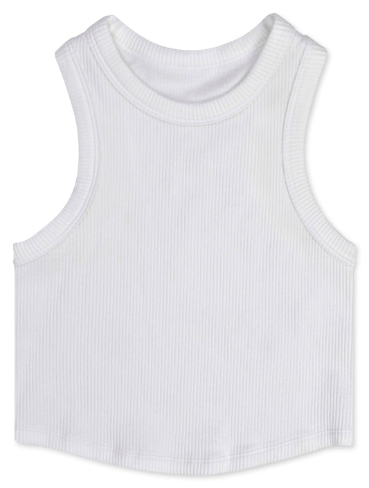 White Cropped Racerback Top