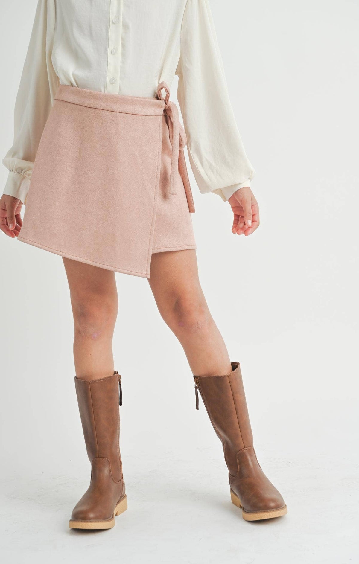 Rose Faux Suede Skort