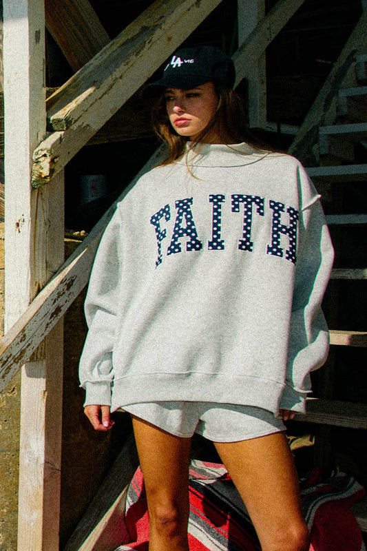 FAITH Polka-Dot Mock Neck