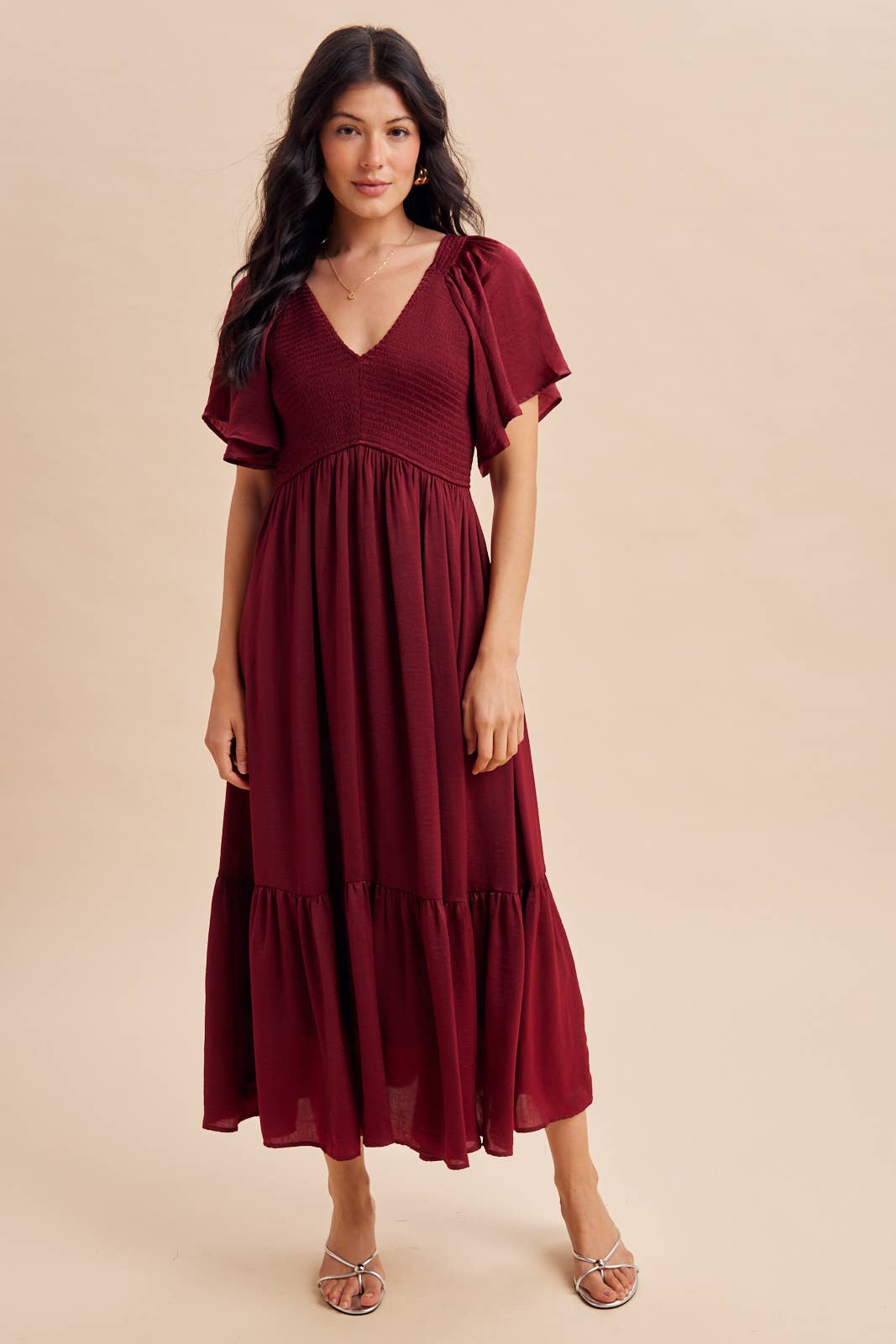 Smocked Satin Dress