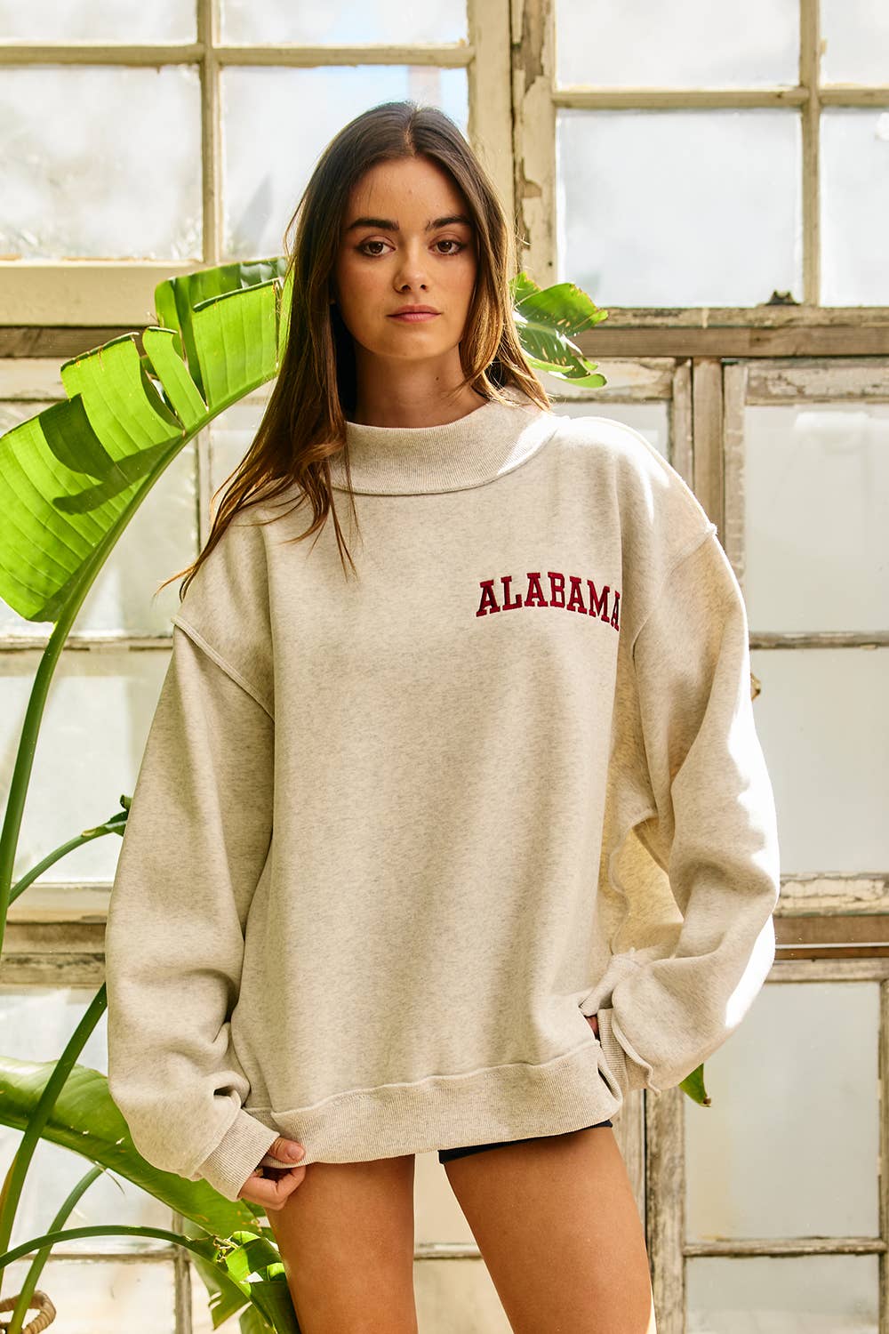 'ALABAMA' Embroidered Mock Neck