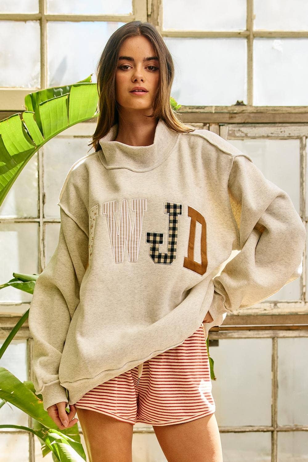 WWJD Patchwork Mock-neck