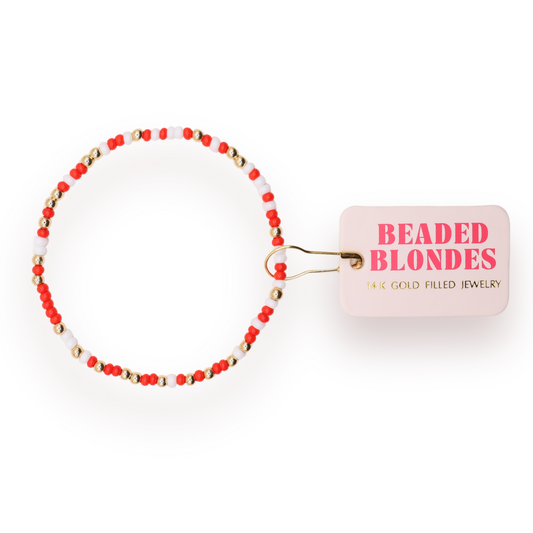 Bright Red and White Sprinkle Bracelet