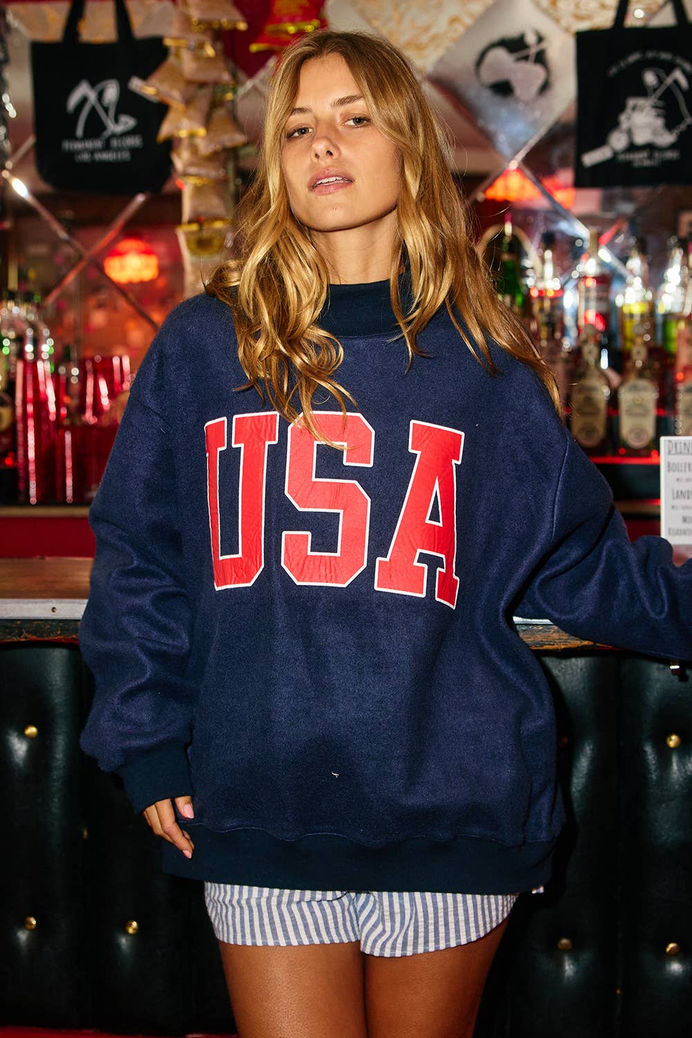 'USA & FLAG' Reversible MockNeck Sweatshirt