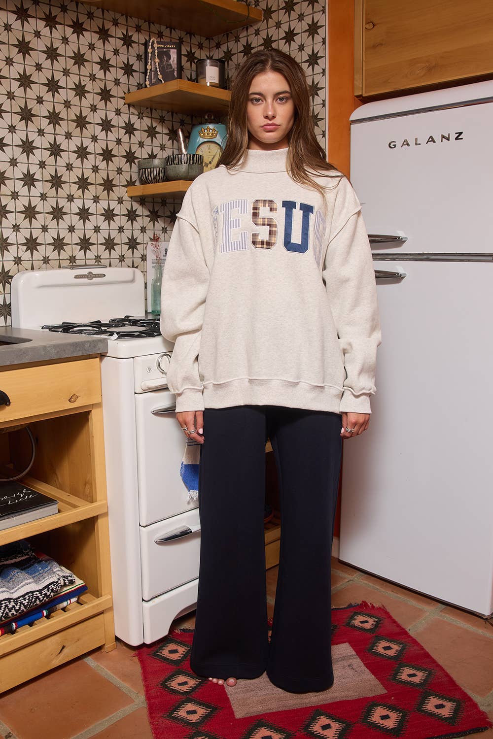 JESUS Patchwork Mock-neck