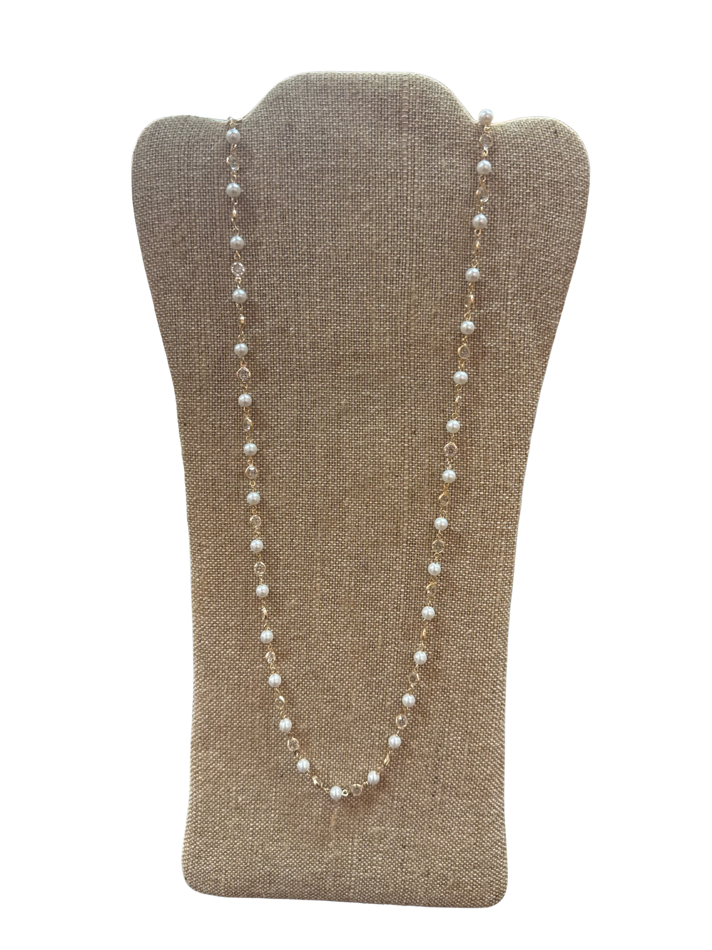 Long Pearl Diamond Necklace