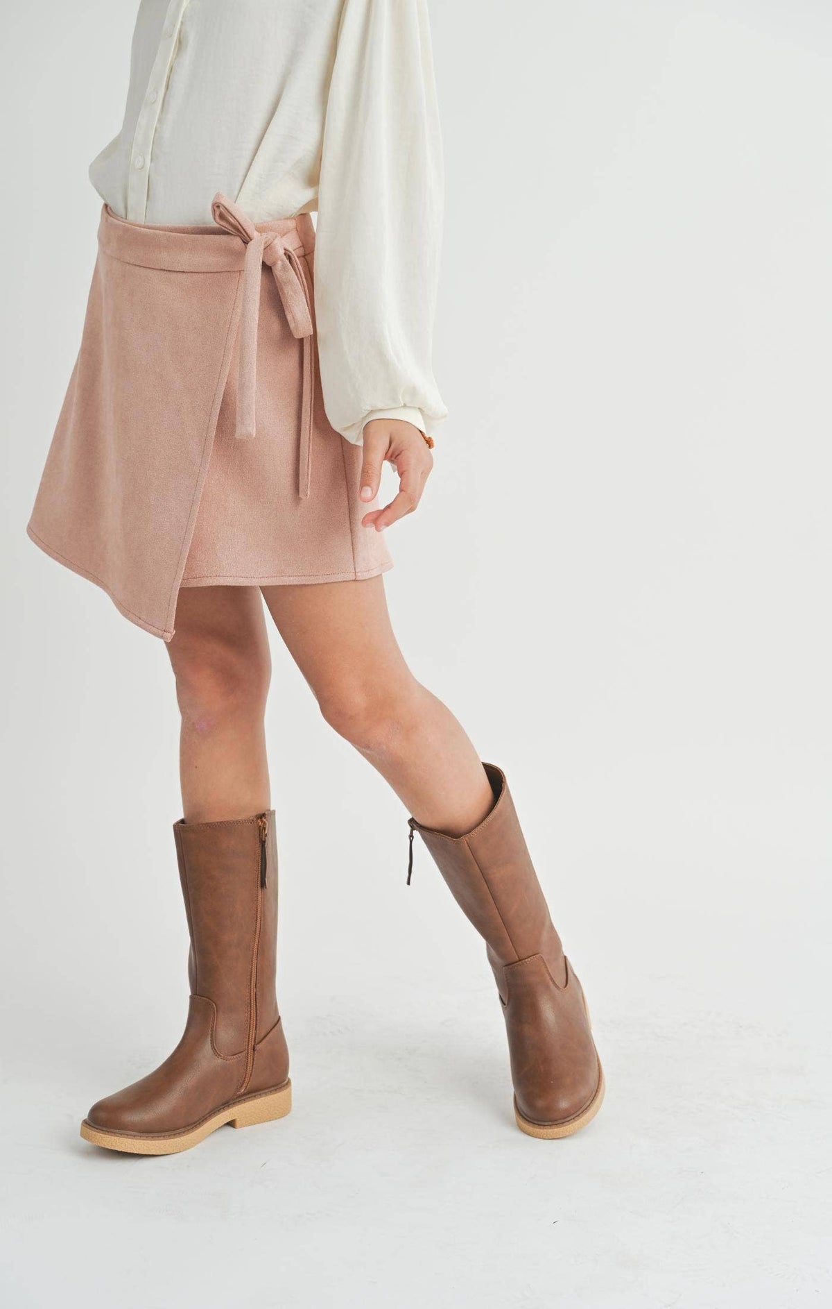 Rose Faux Suede Skort