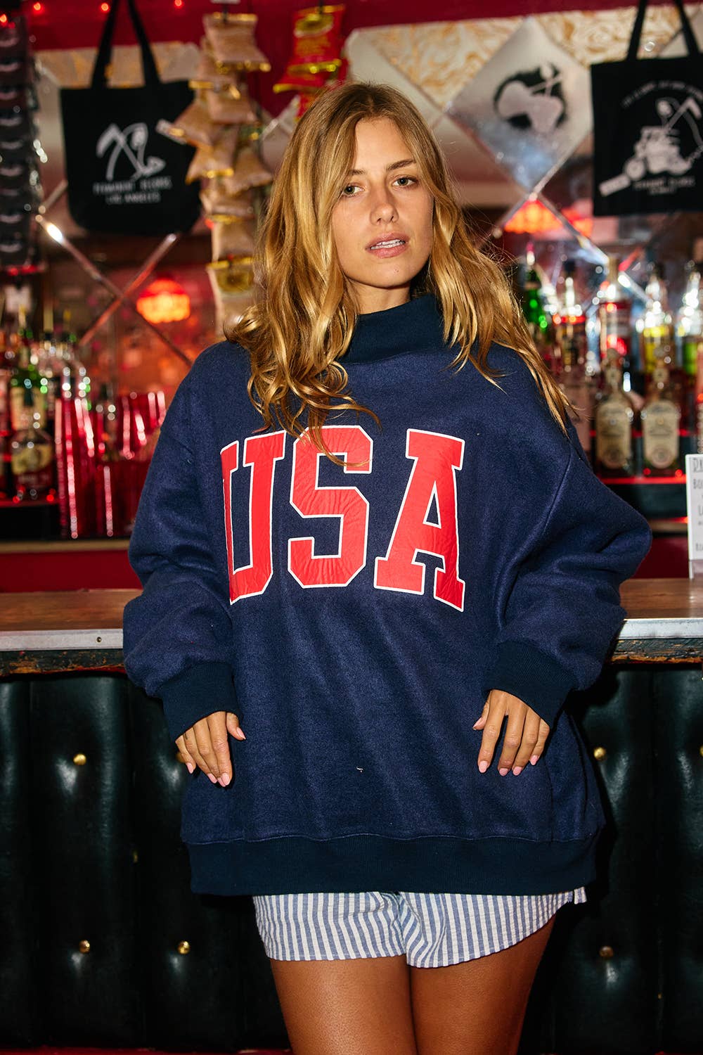 'USA & FLAG' Reversible MockNeck Sweatshirt