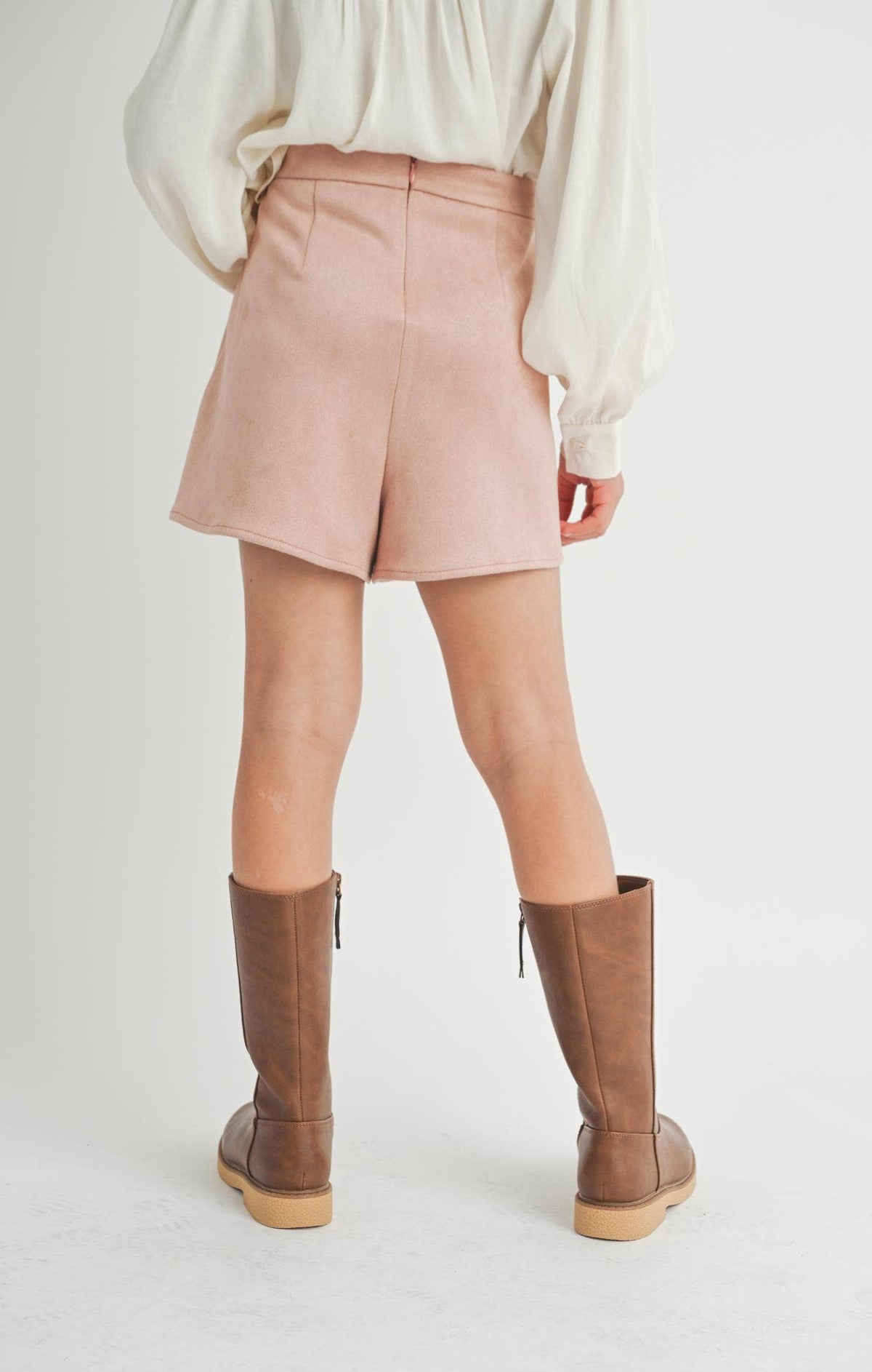 Rose Faux Suede Skort