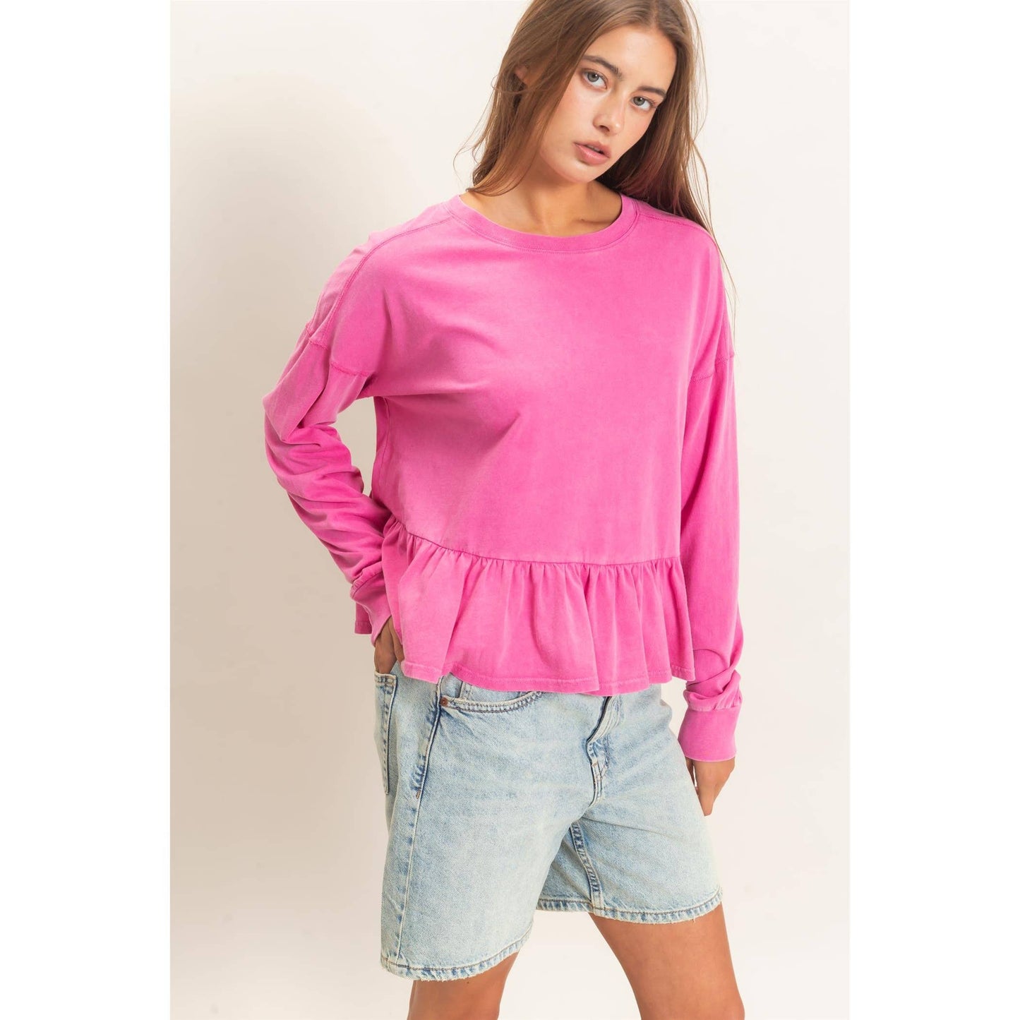 Peplum Long Sleeve Top