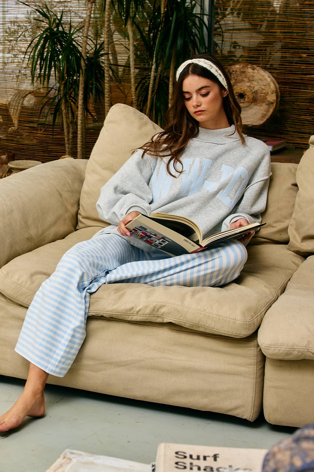 WWJD Blue Stripe Mock-neck