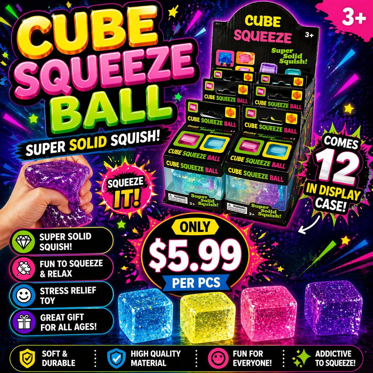 Glitter Ice Cube Squisy