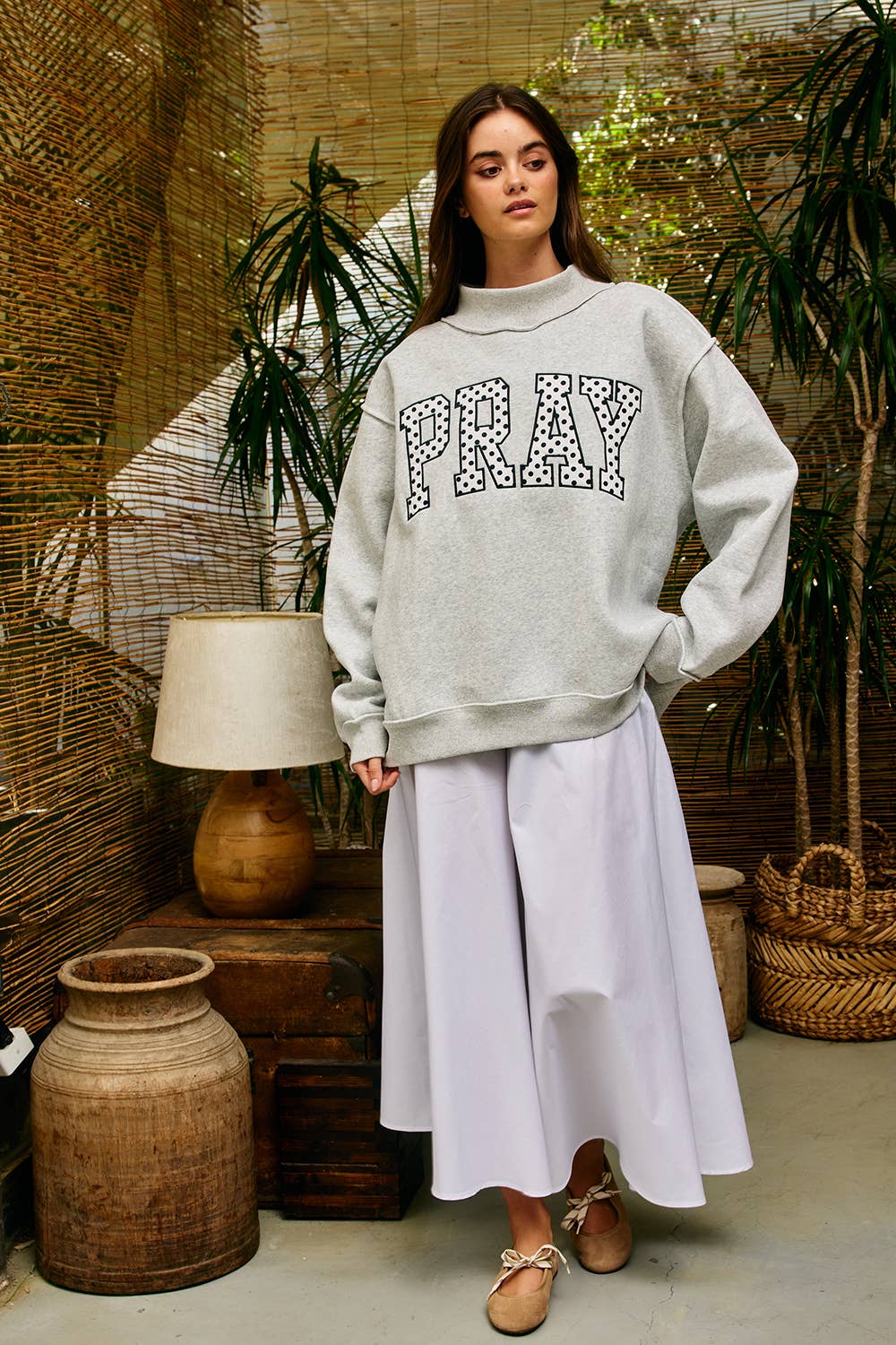"PRAY" Mock Neck Sweatshirt