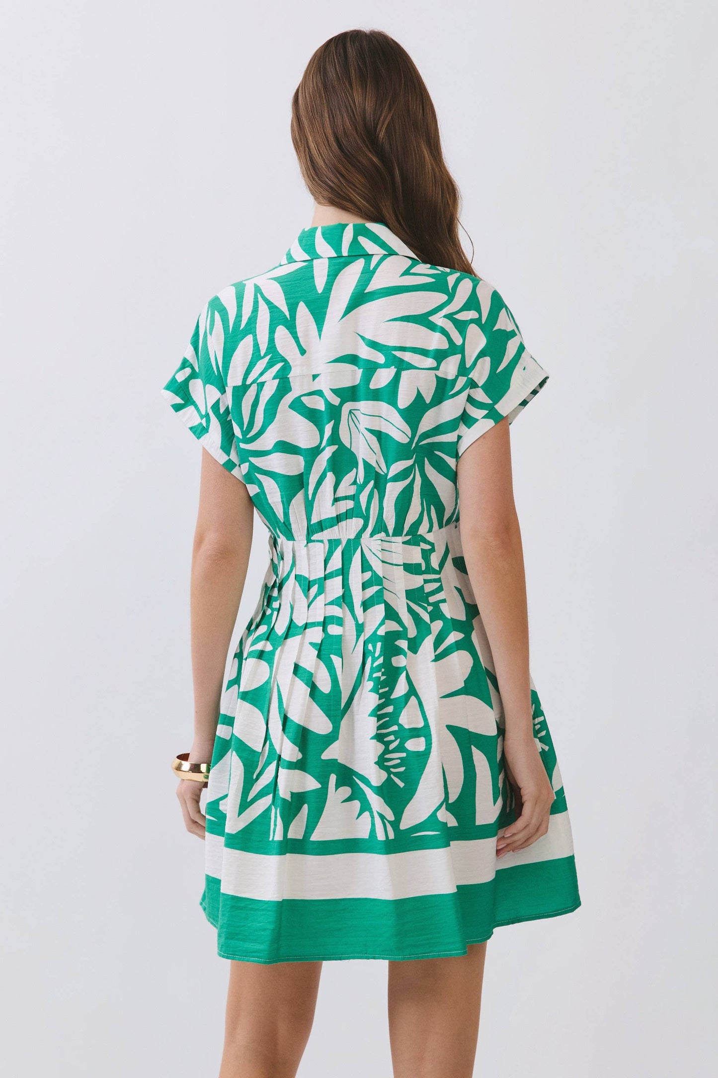 Tropical Print Button Down Mini Dress