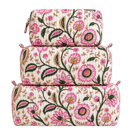 Pink and Green Floral Quilted Bag