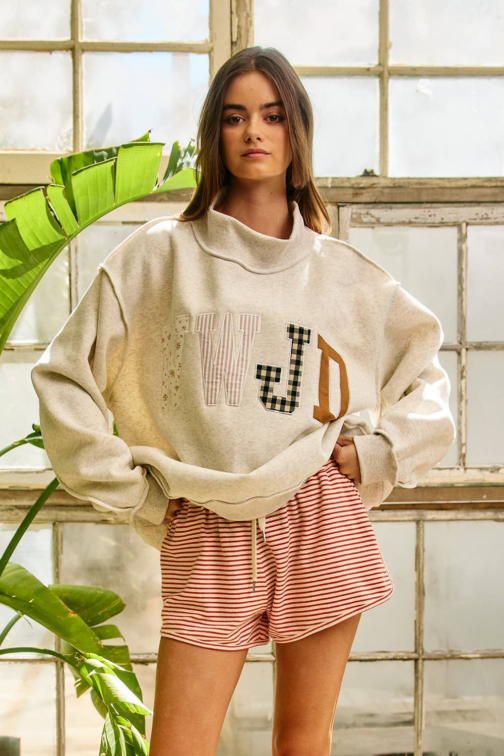 WWJD Patchwork Mock-neck