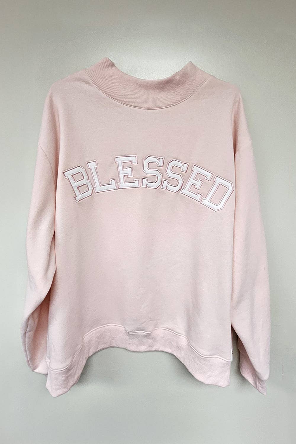 'BLESSED' Embroidered Mockneck