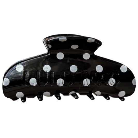 LULU MAC HAIR CLIP-Black/White Dot
