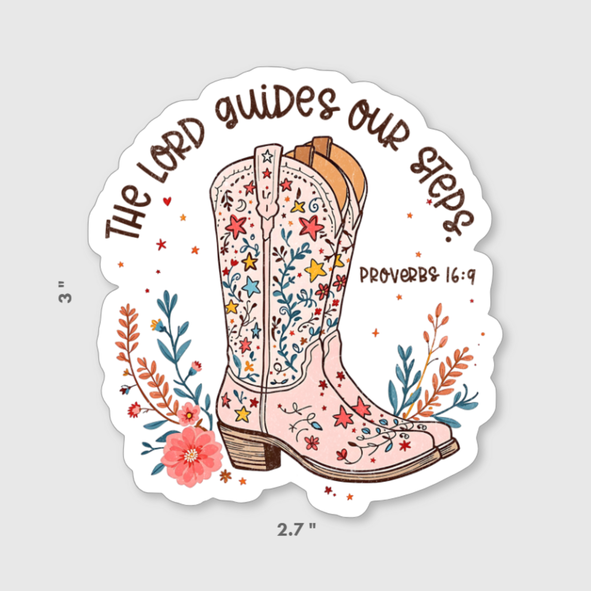 The Lord Guides Our Steps Western Bible Verse Sticker