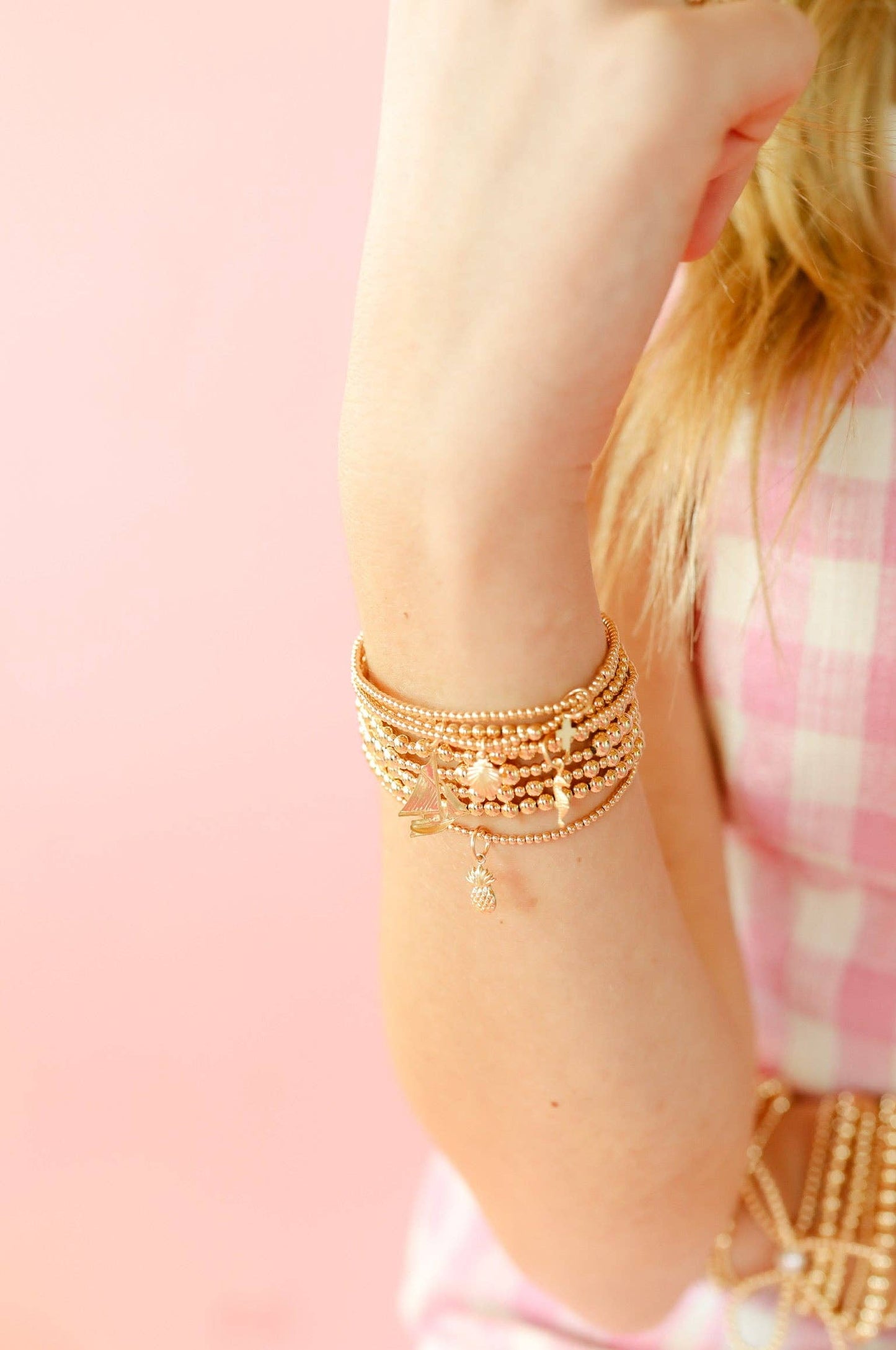 Mini Cross Charm Bracelet on Gold