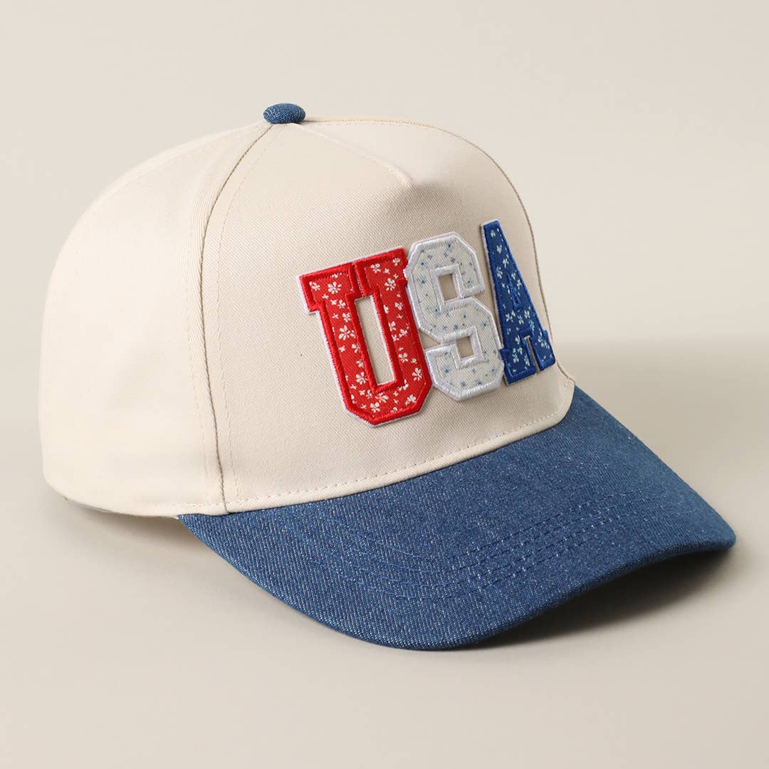 USA Letter Patch Denim Baseball Cap