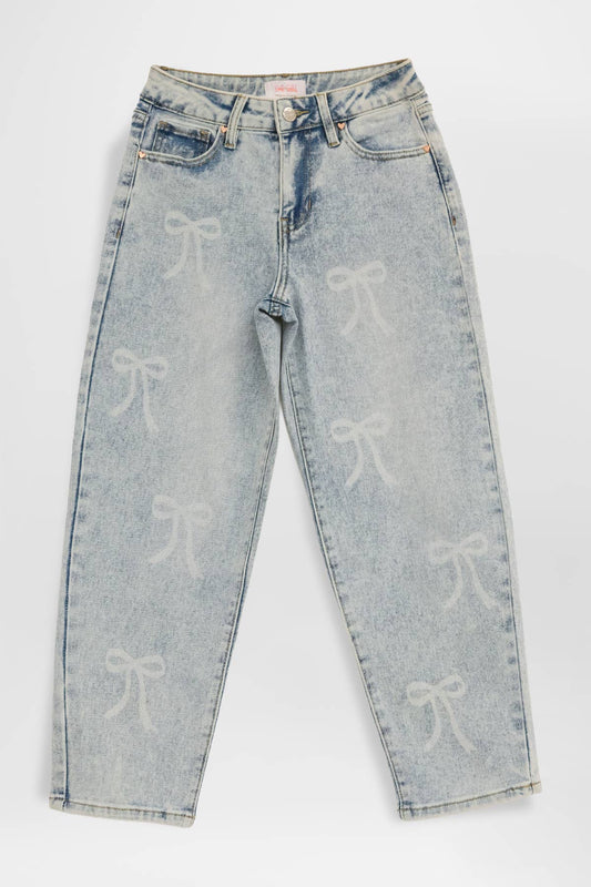 Layla Bow Print Barrel Jean