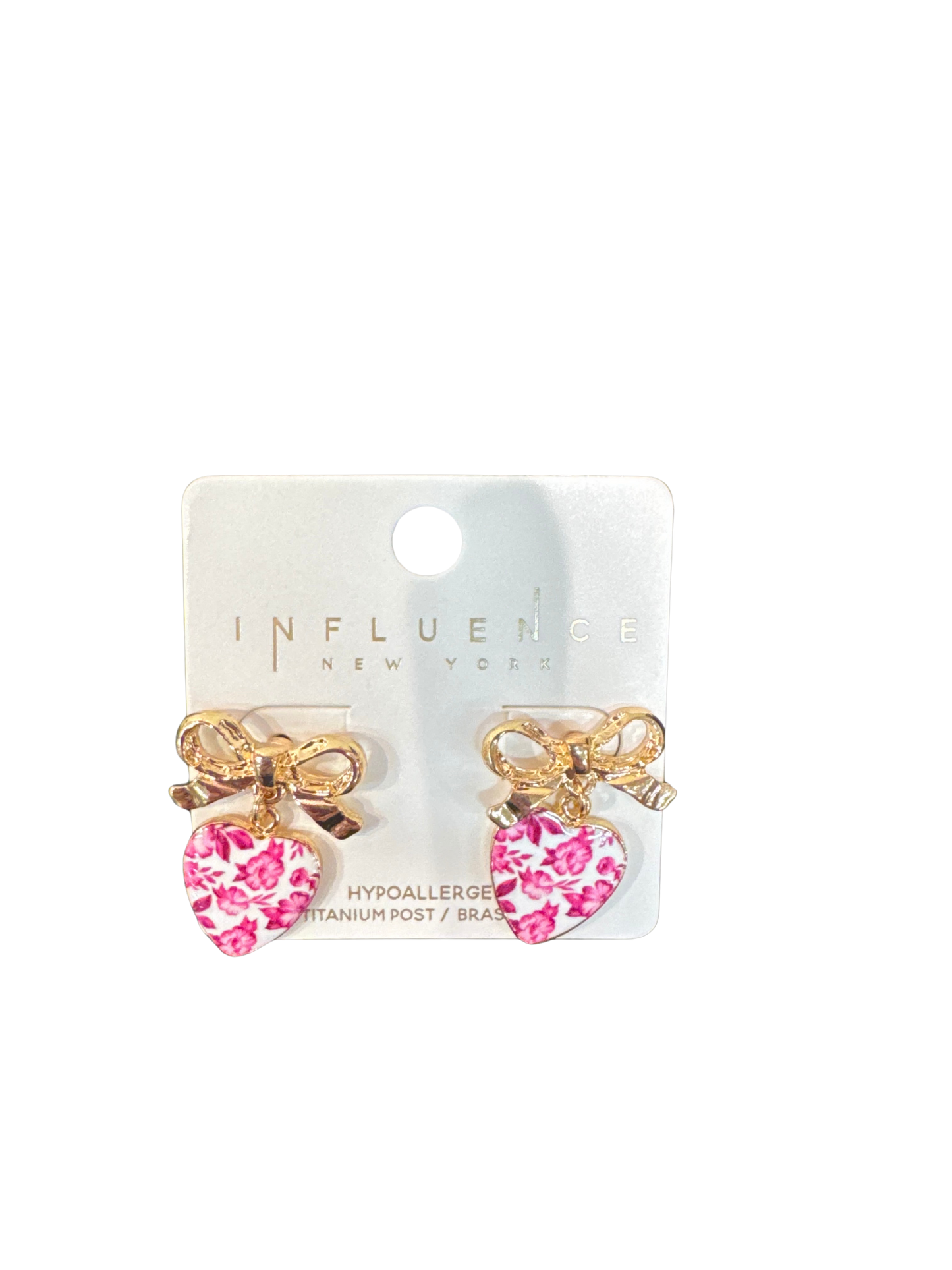 Floral Bow Earrings - Pink