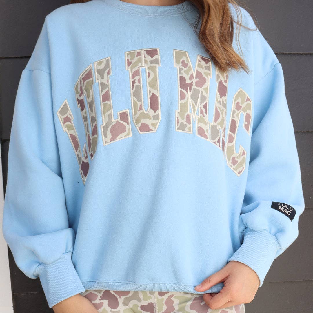 LULU MAC Light Blue Camo Sweatshirt