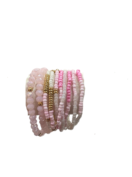 Pink Stacked Bracelet Set