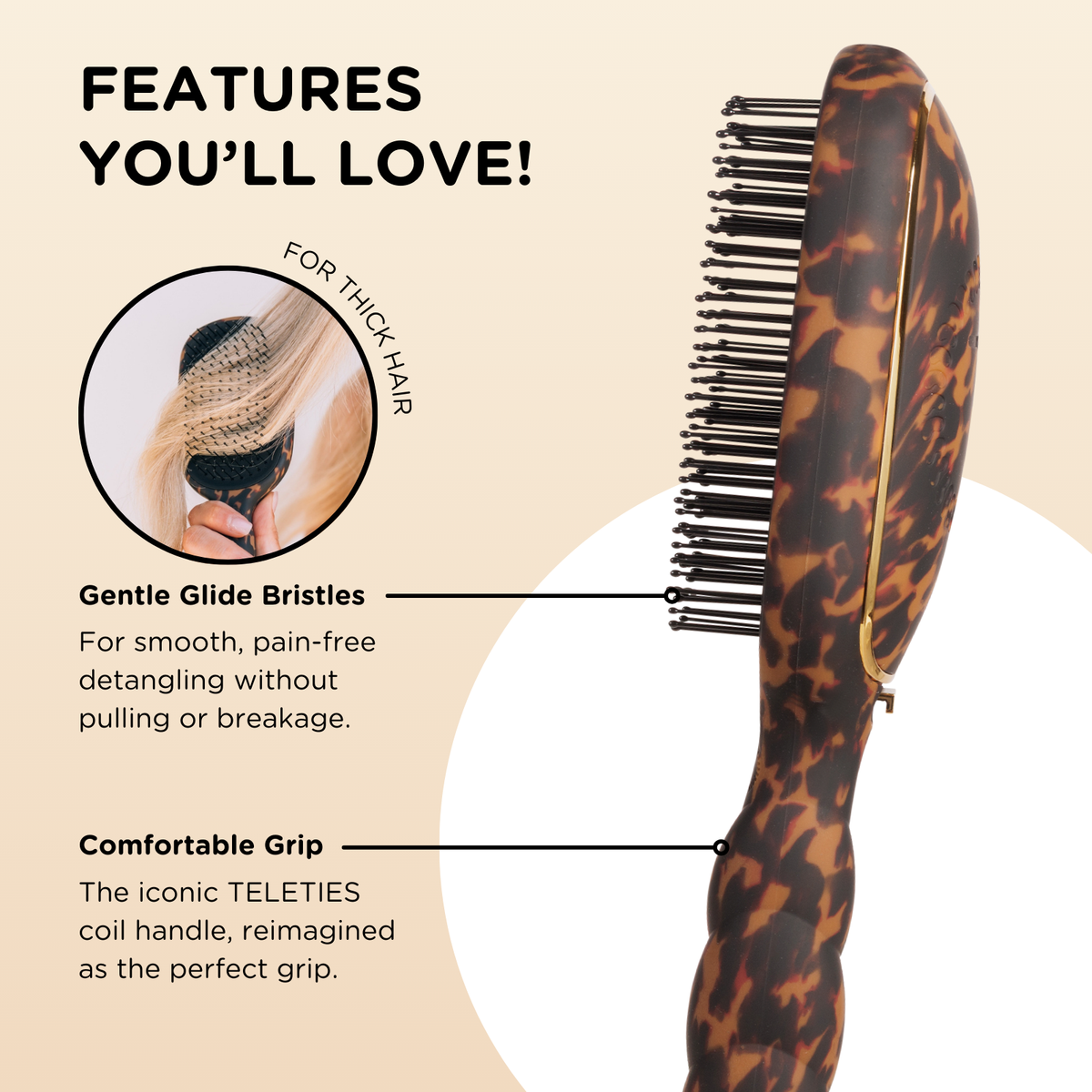 Detangler Brush |Tortoise| Thick