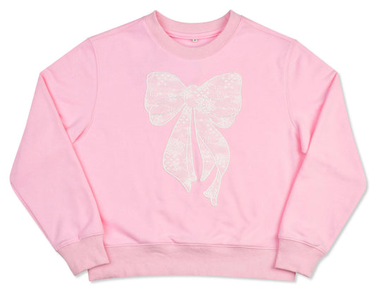 Lace Bow Pink Sweatshirt