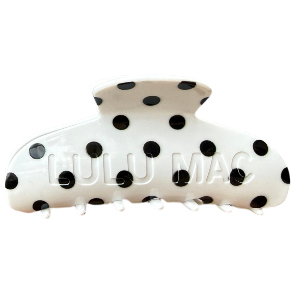 LULU MAC HAIR CLIP-White/Black Dot