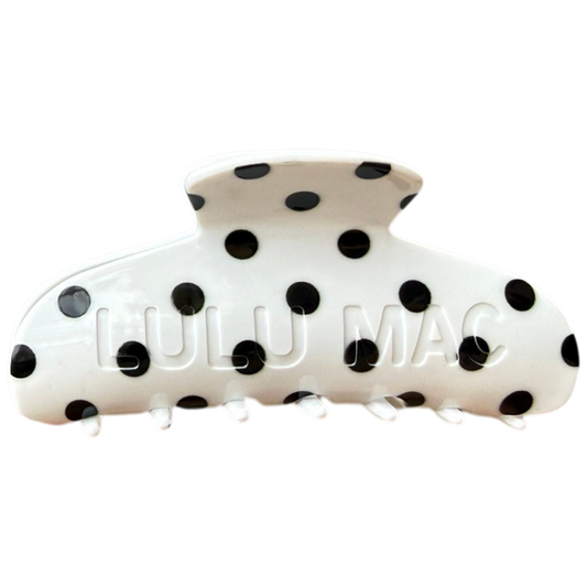 LULU MAC HAIR CLIP-White/Black Dot
