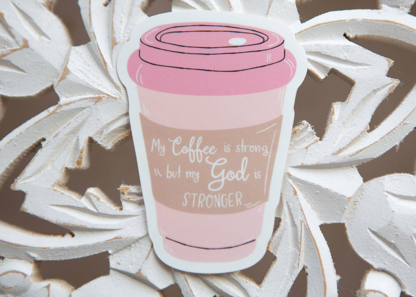 Coffee and Jesus Vinyl Sticker | Cute Bible Laptop Sticker