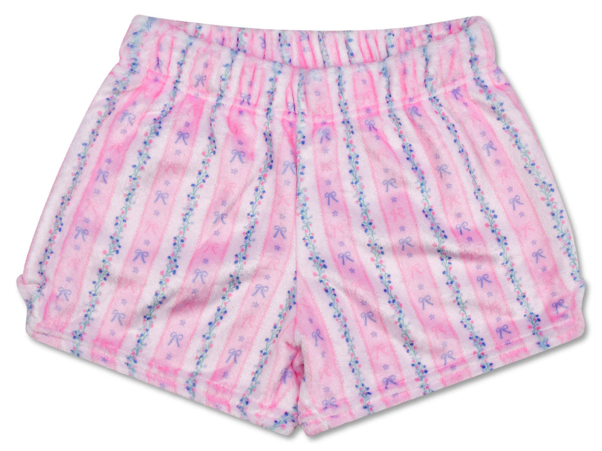 Floral Stripes Plush Shorts