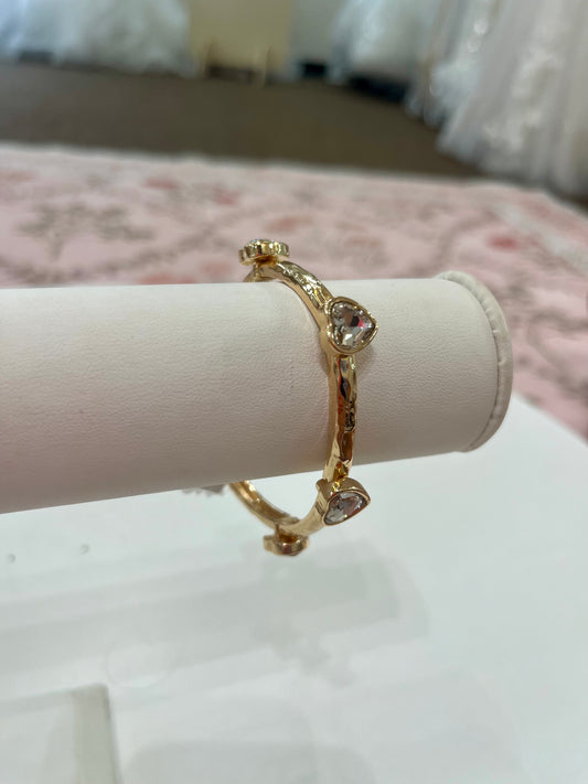 Gold & Crystal Heart Bracelet