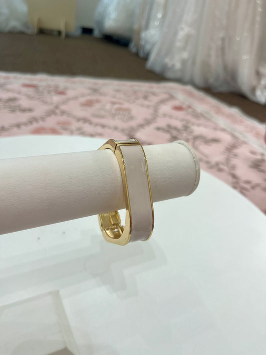 Gold & White Square Bangle