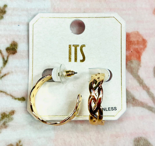 Gold Basket Weave Hoops