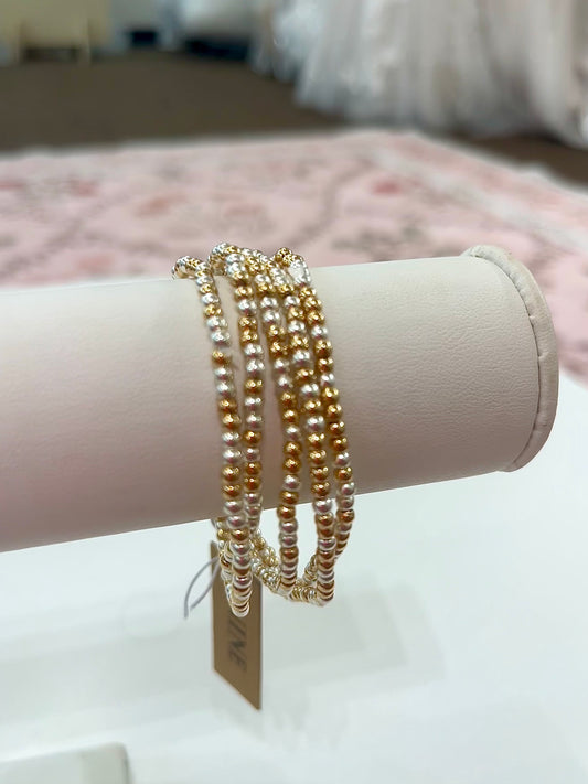 Silver & Gold Small Beaded Bracelet
