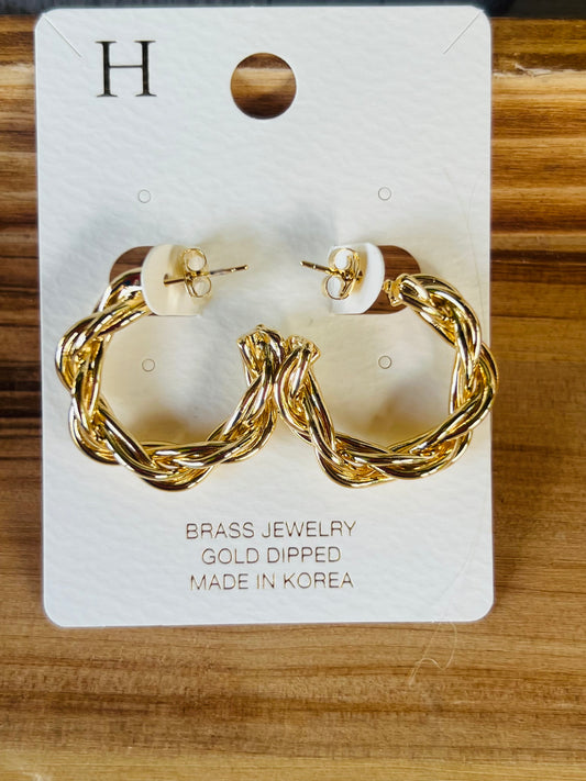 Braided Gold Hoop Earring