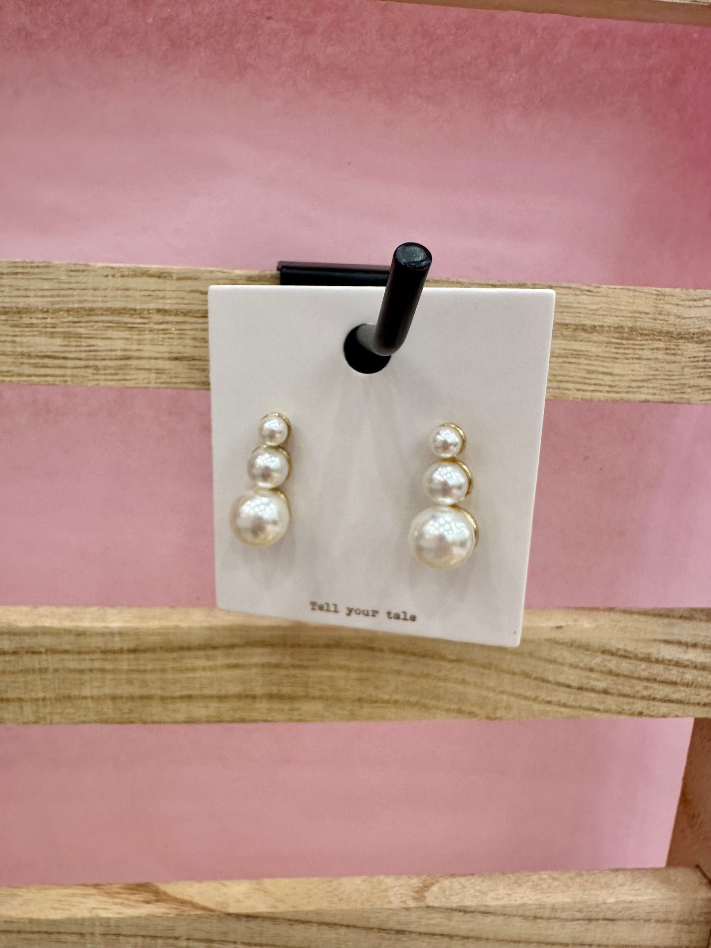 Three Pearl Earrings