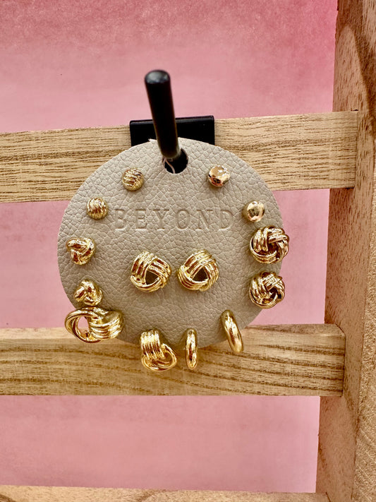 Knot Gold Earring Set