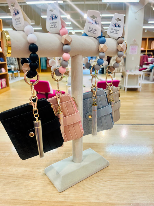 Leather Wallet KeyChain -                                                                                                              (Brown, Taupe, Black, Blue)