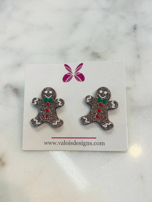 Sparkle Gingerbread Man Earrings