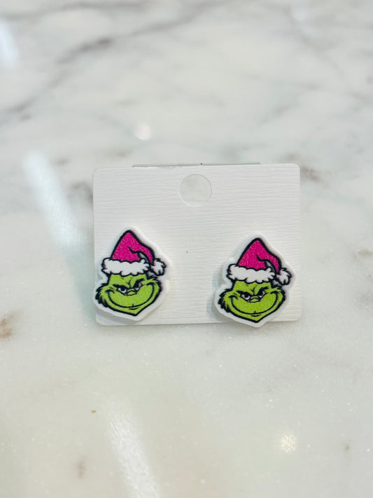 Pink Grinch Earrings