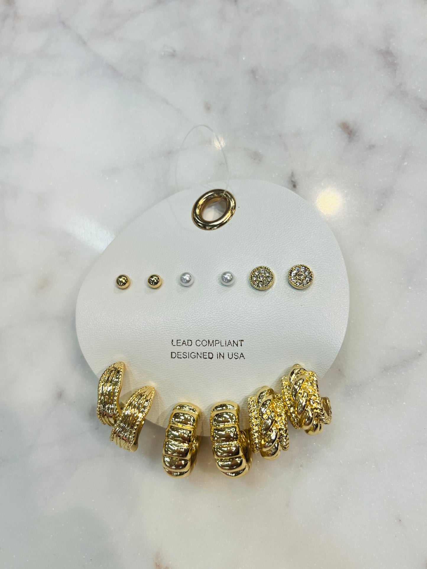 Textured Gold Hoop and Stud Set
