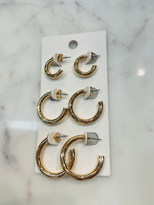 Solid Gold Hoop Set