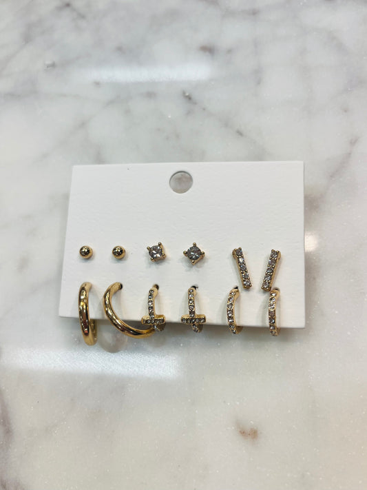 Gold Paired Earring Set