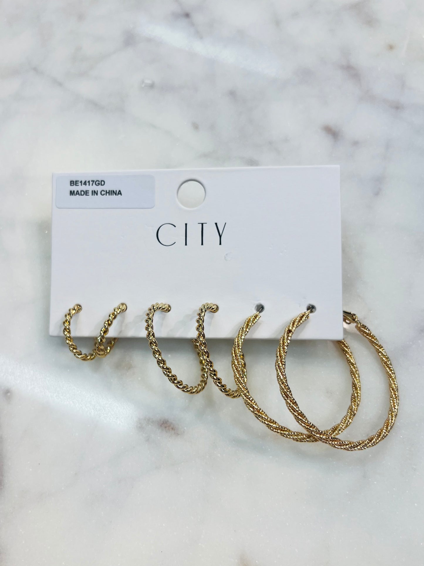 Spiral Gold Hoop Earring Set