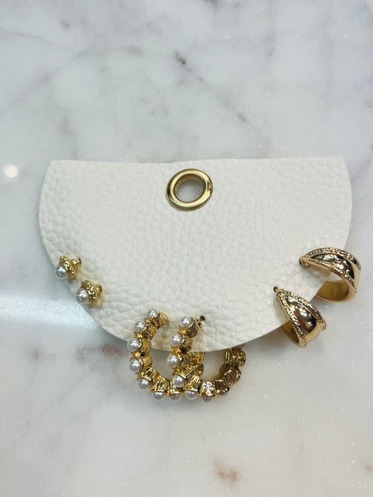 Pearl and Gold Earring Set